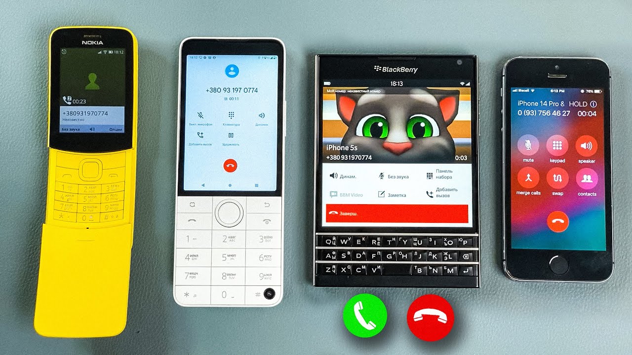 Nokia 8110 4G + Xiaomi Qin F22 Pro + BlackBerry + iPhone 5S Voice