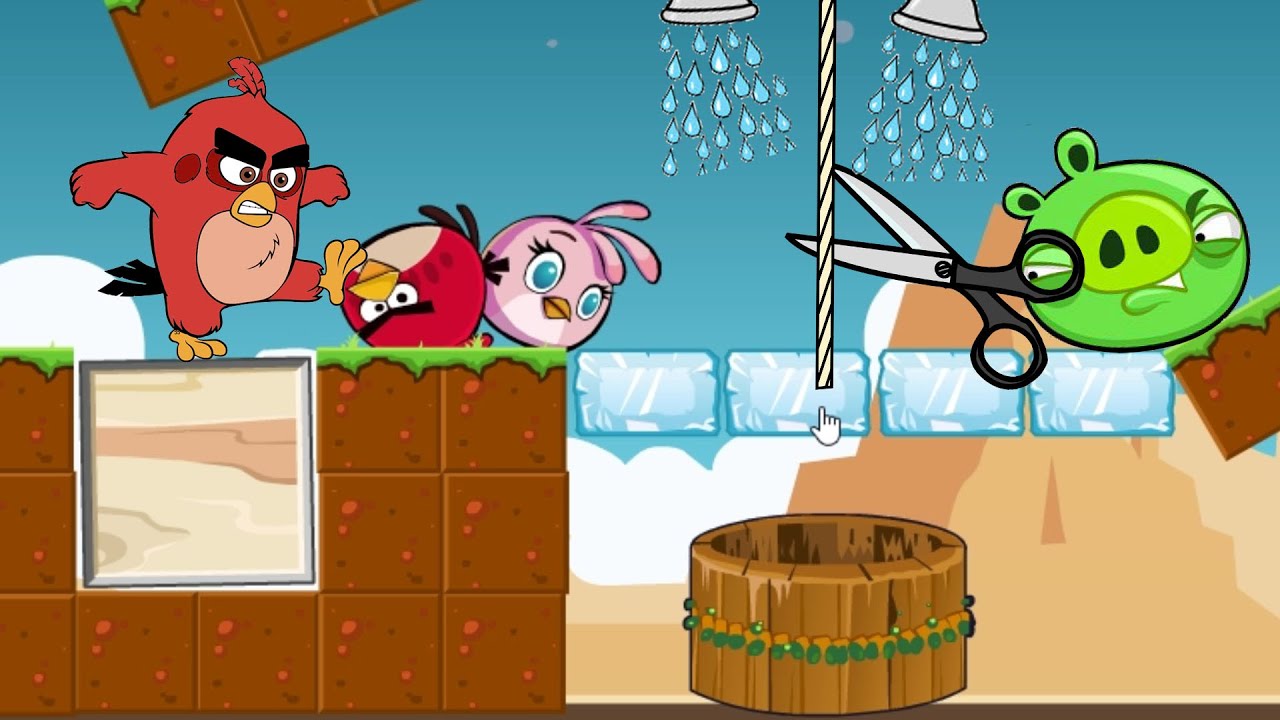Angry Birds Take A Shower BEAT THE PIGGIES TO STEAL WATER WELLS