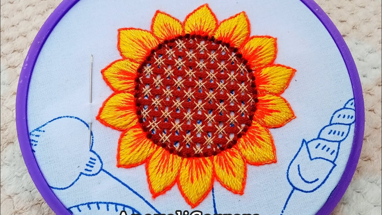 Cómo bordar pétalos de girasol#15 idea super fácil ideal para hojas y pétalos pequeños 
