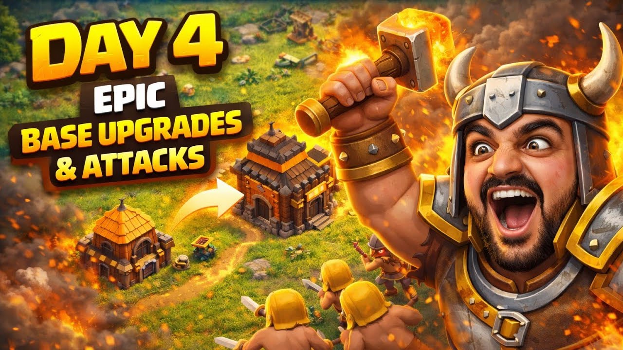 Day 4 | Big Base Upgrades & Intense Attacks 🔥 Clash of Clans 😀 Townhall 3🔥