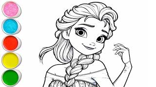 Cute Elsa Frozen Drawing For Kids, Painting & Coloring For Kids, Toddlers Lets Draw Together