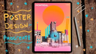 Designing a Poster in Procreate and Ipad pro 2020 | Cyberpunk Montreal Poster