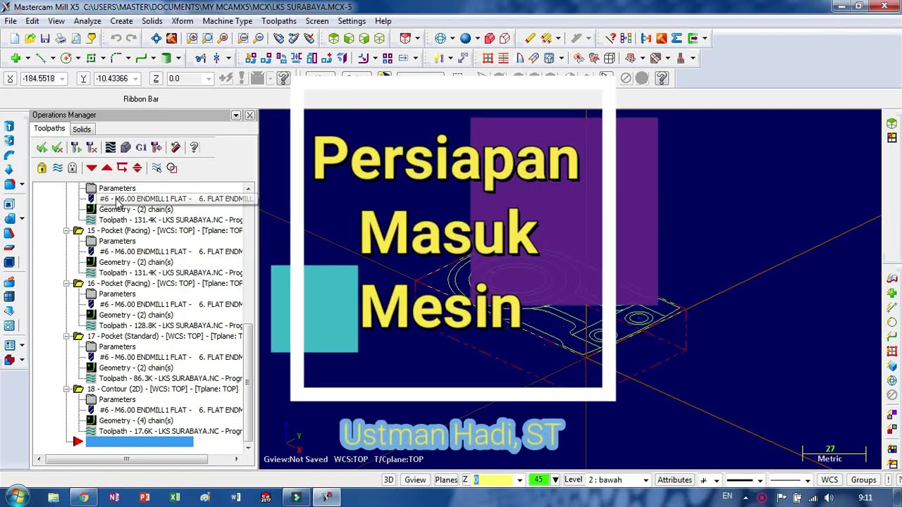 Mastercam X5 21 Persiapan Masuk Mesin Edit Hasil G Code Mastercam 