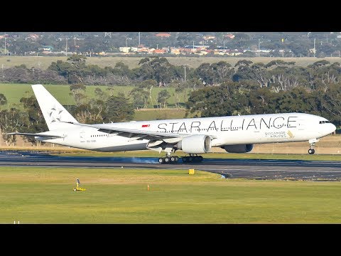 GLORIOUS Singapore Airlines 'STAR ALLIANCE' 777 Landing at Melbourne Airport