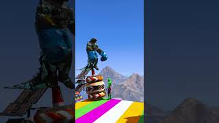 SpiderMan vs Minion Crazy Rainbow Slide Race in GTA 5 🌈🔥 #short