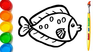 Fish Coloring and Painting For Kids Easy Drawing Steps #399