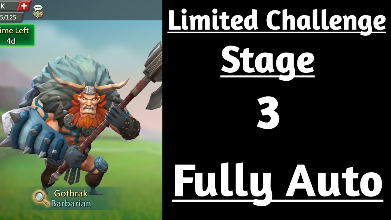 Lords mobile Barbarian Limited Challenge Stage 3 fully Auto|Barbaric Journey Stage 3 Fully Auto