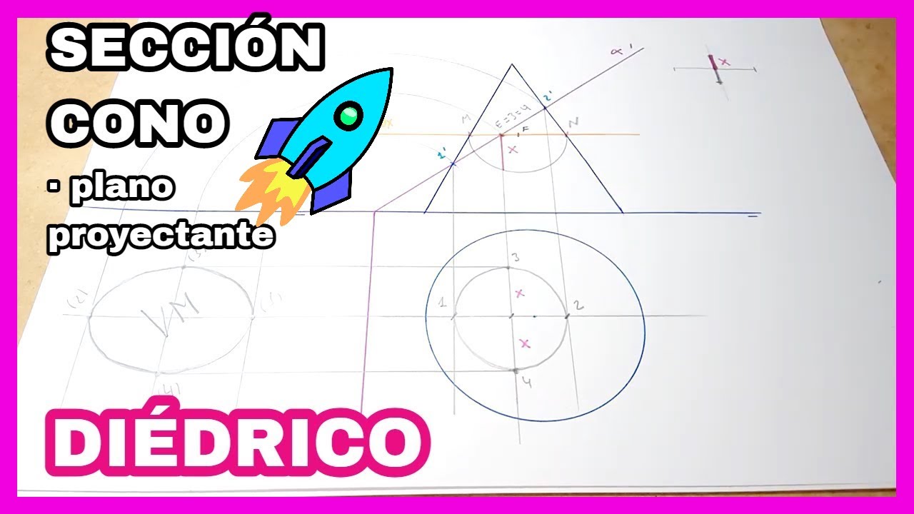 DIÉDRICO - sección🔪 CONO con plano #proyectante🚀 vertical