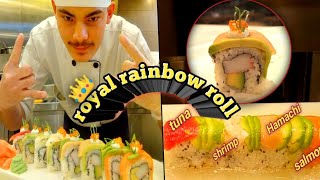 rainbow roll sushi // royal 👑 rainbow 🌈 roll sushi #sushi