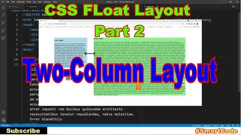 Part 2- CSS FLoat based layout | Two column layout | #SmartCode