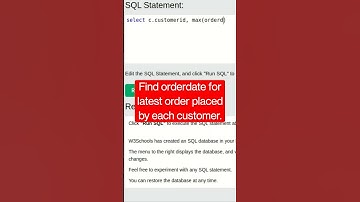 Thumbnail of Find latest order date for all customers. #shorts #sql #sqljoins #sqlinterviewquestions #aviwcodes