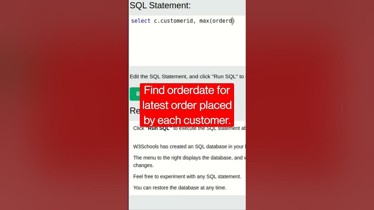 Find latest order date for all customers. #shorts #sql #sqljoins #sqlinterviewquestions #aviwcodes Find latest order date for all customers. #shorts #sql #sqljoins #sqlinterviewquestions #aviwcodes