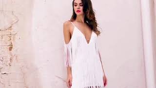 FASHION GENIE BOUTIQUE - Doll Face White Fringed Mini Party Dress