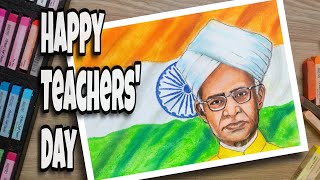 Painting of Dr Radhakrishnan with soft pastel | Teachers day poster drawing for students screenshot 5