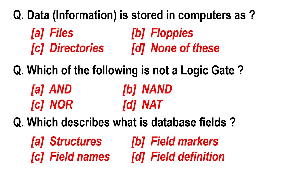 Computer MCQ for Competitive Exams | JOA IT 965 Computer Questions ...