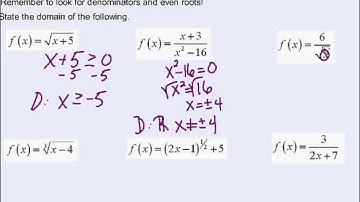 Algebra II: Review of Domain Restrictions