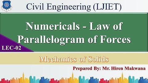 LECTURE 02 | NUMERICALS - LAW OF PARALLELOGRAM OF FORCES | MECHANICS OF SOLIDS | HIREN MAKWANA