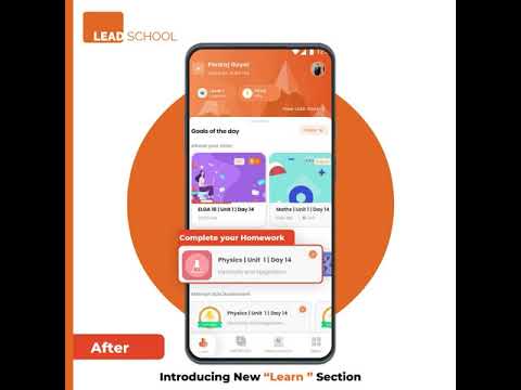 'Learn' section on the LEAD School Student & Parent App | LEAD School