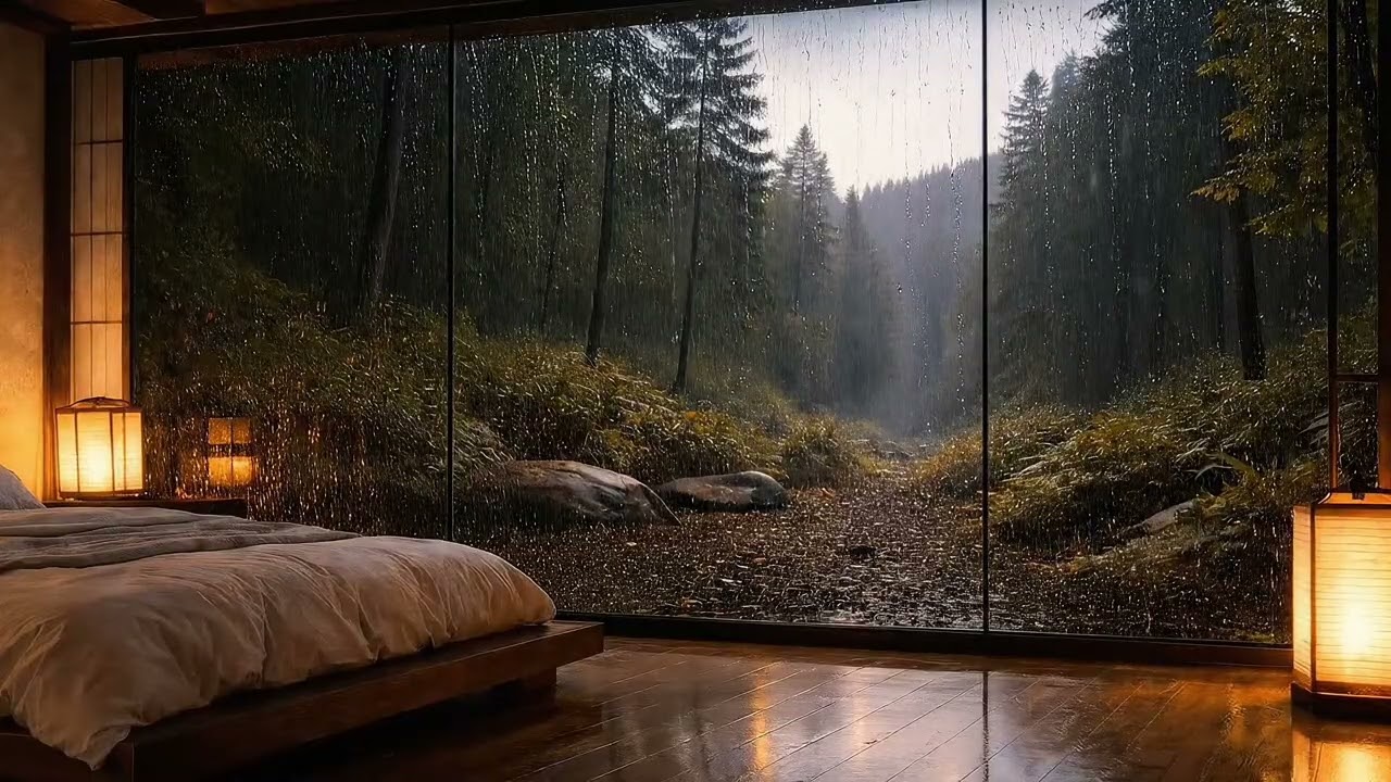 Deep Forest Heavy Rain for Insomnia Relief | Calming Night Sounds for Anxiety 24/7