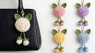 Easy Crochet Rose Keychain Tutorial 🐰 Step-by-Step Crochet Flower Charm for Bags