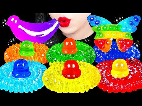 ASMR EDIBLE PUSH POP, RAINBOW POP IT, 나비 팝잇 보석과자, 팝튜브 젤리, 푸쉬팝 레인보우 디저트, 신기한물먹방 DRINK SOUNDS MUKBANG