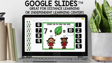 1st Grade Math Google Slides Digital Task Cards Focusing on Addition math problems up to 10.