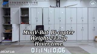 233.7g, 74 Minutes of Hover! MiniV-Bat’s Optimized Endurance (Time-Lapse + Time Stamp)