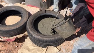 DIY Concrete Cement Idea - When Old Tires Are Combined With Concrete