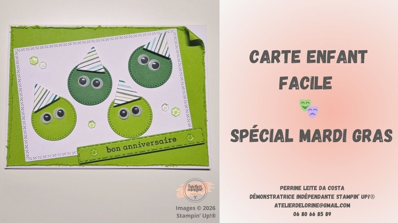 Carte anniversaire enfant facile – Tutoriel spécial Mardi Gras 🎭