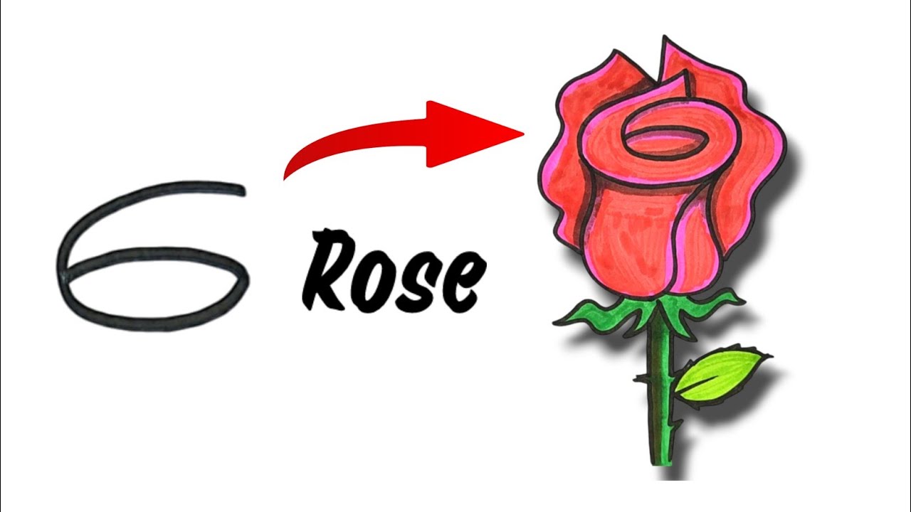 Rose Drawing Using Numbers Drawing a Rose Using the Number 6 - Mind Blown!👉🌹 #rosedrawing # ...