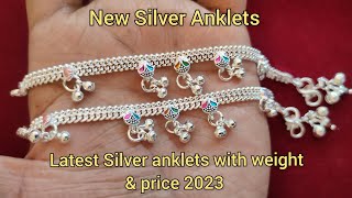 latest Silver anklets designs with weight and price 2023/new silver anklets for kids with price