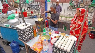 Old Couple Selling Egg Stuffed Combination Bread Toast | Bangladeshi Street Food