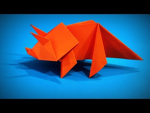 Kağıt Dinozor Triceratops Nasıl Yapılır Kolay Origami Kağıt el sanatları