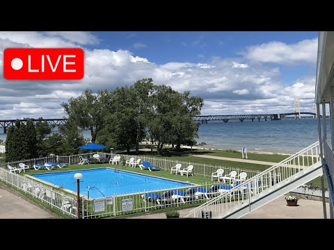 🔴LIVE🔴 Mackinac Bridge Camera from the Riviera Motel in Mackinaw City