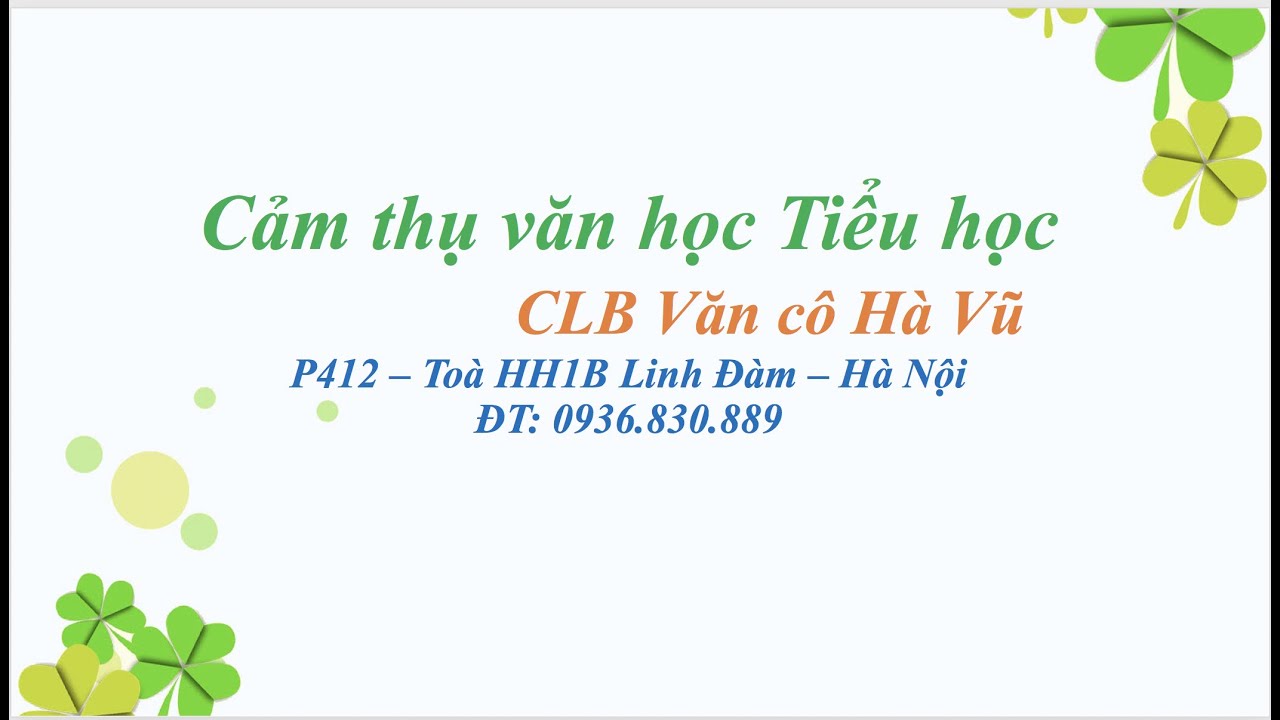 Cảm thụ văn học tiểu học - youtube