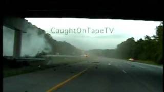 DRIVER SURVIVES AMAZING CRASH INTO BRIDGE!