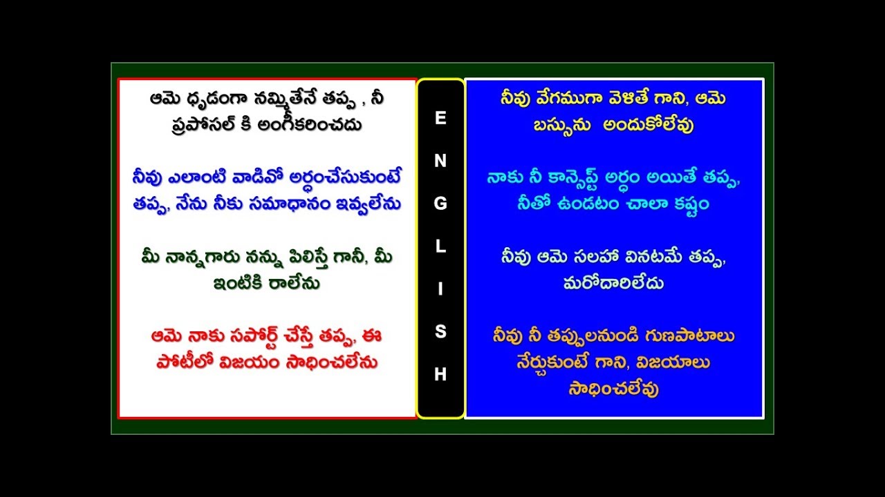 How To Say Unless In Spoken English learn English Speak English Through Telugu YouTube
