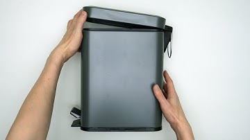 mDesign 1.3 Gallon Rectangular Slim Profile Metal Step Trash Can Unboxing
