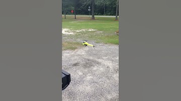 Goblin 380 Tri-oblin maiden hover in my driveway