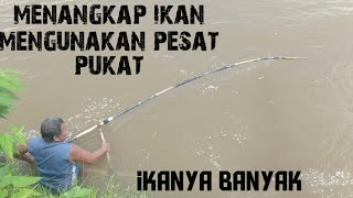 Menangkap Ikan Di Sungai Kapuas Mengunakan Pesat Pukat .Ikanya Banyak