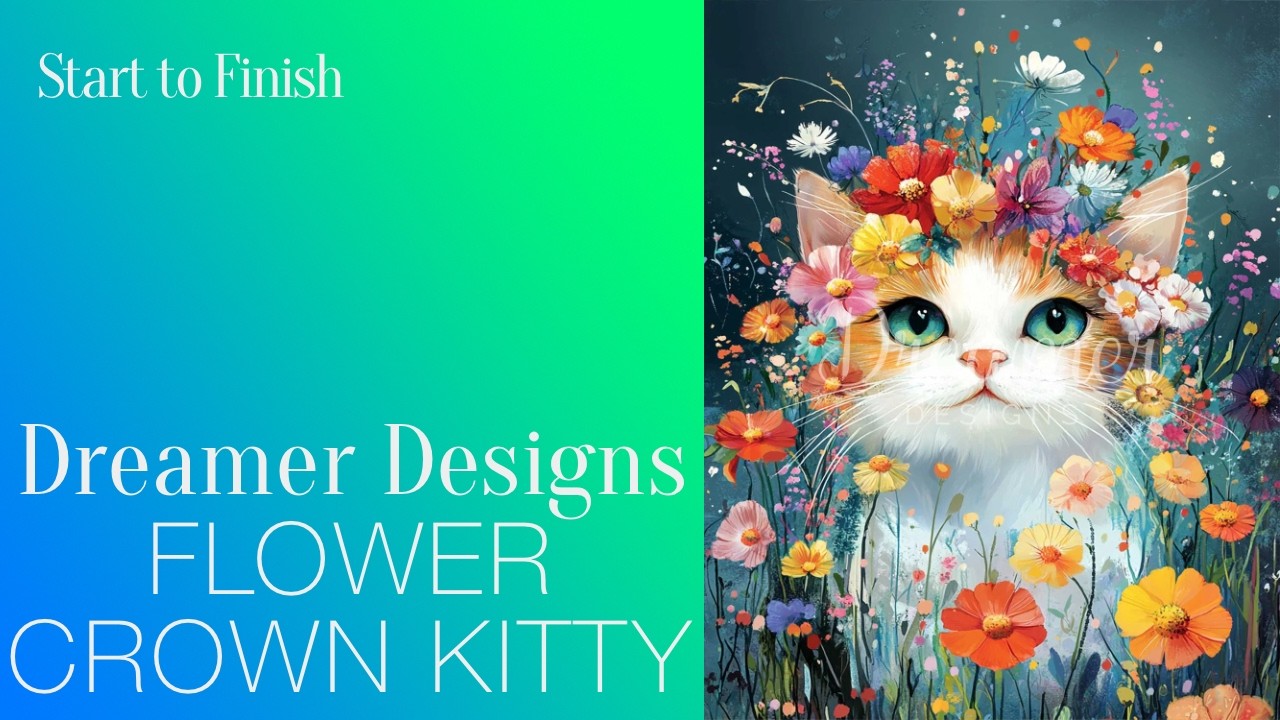 Flower Crown Kitty 🧡 | Diamond Painting Start to Finish | Dreamer Designs