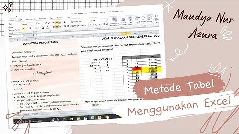 METODE TABEL WITH MICROSOFT EXCEL