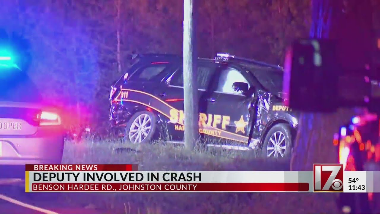 Harnett County deputy crashes at Johnston County line - YouTube