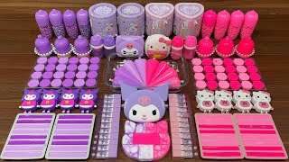 Purple Kuromi Vs Pink Hello Kitty I Mixing Random Into Glossy Slime I Relaxing Slime Spart1