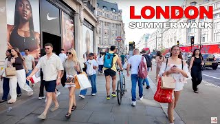Luxury Shopping Tour in London 🇬🇧 | ☀️Oxford Street \& Regent Street Summer Walk [4K]