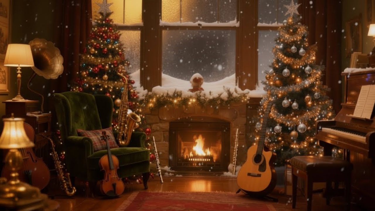 A Timeless Christmas Jazz Atmosphere – Warm Fireplace, Gentle Swing & Quiet Winter Night