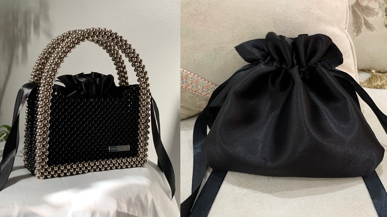 طريقة البطانة الساتان how to make a drawstring pouch for your beaded bag #diy #explore #handmade