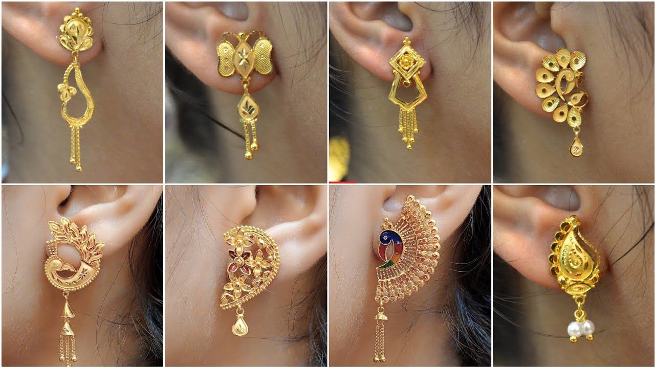 Gold Earring Tops Design For Daily Use | Daily Wear Gold Earring Designs/1 Gram Gold Earrings Design