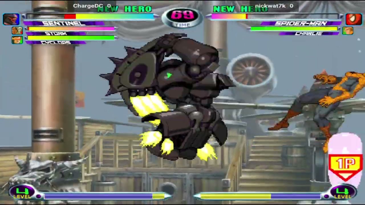 Marvel vs. Capcom 2 - Storm, Sentinel, Cyclops vs. Spiderman, Doctor Doom, Charlie