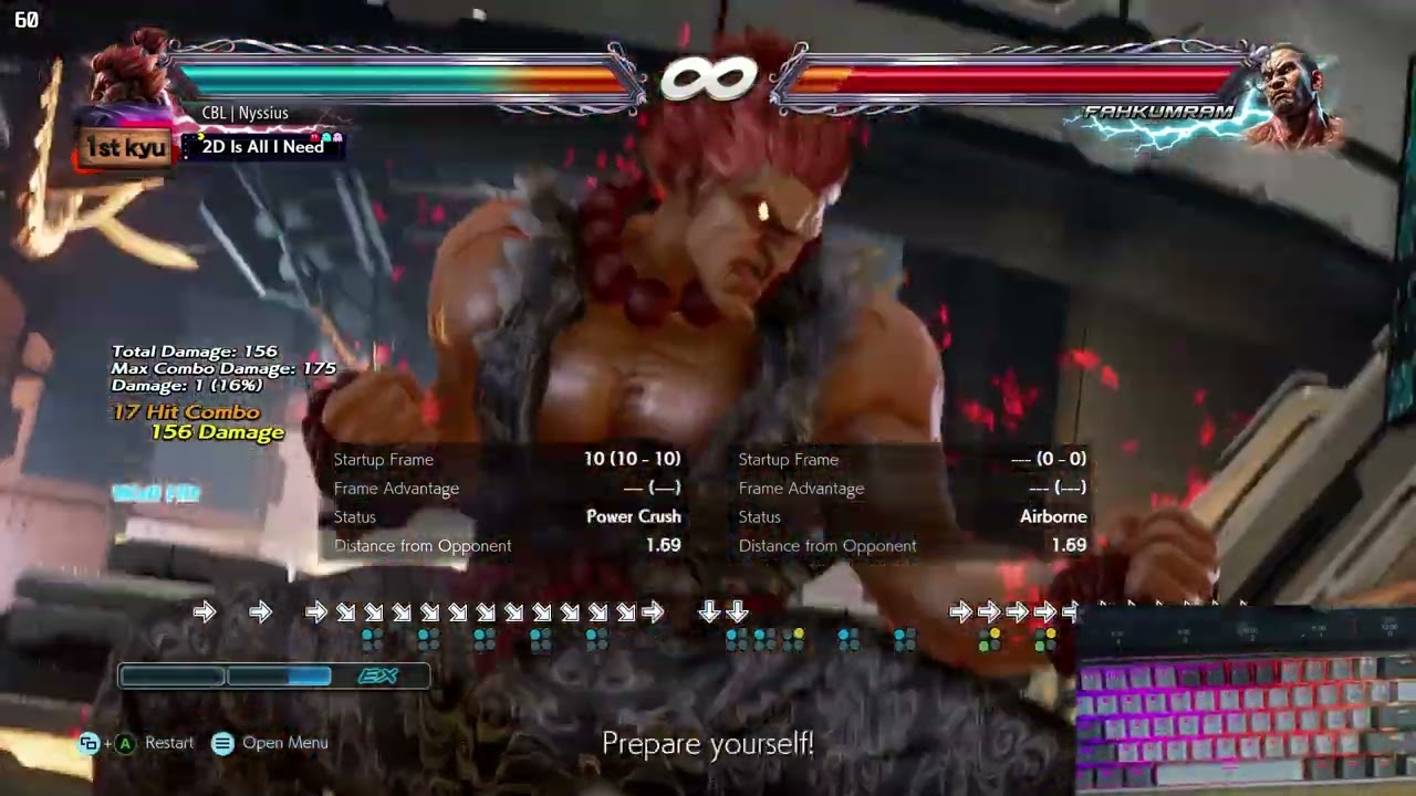 Tekken 7  ー AKUMA DEATH COMBO ON KEYBOARD WITH HANDCAM